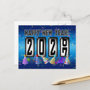 2027 Frohes Neues Jahr Kilometerzähler Postkarte