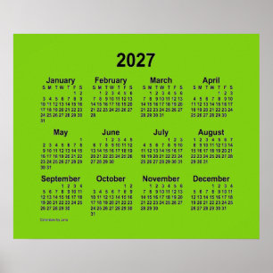 2027 Gelb Grüner Kalender von Janz Print Poster