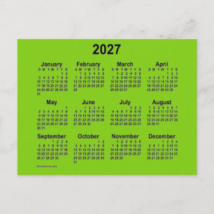 2027 Gelb-Grüner Mini-Kalender von Janz Postkarte