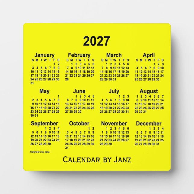 2027 Gelbe Schreibtischkalender von Janz Fotoplatte (Vorderseite)