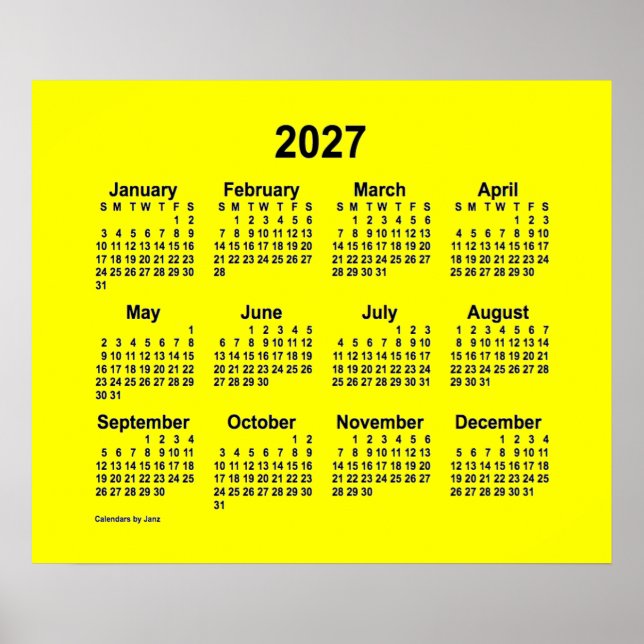2027 Gelber Kalender von Janz Print Poster (Vorne)