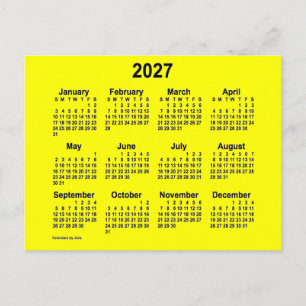 2027 Gelber Mini-Kalender von Janz Postkarte