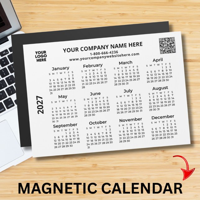 2027 Geschäft Ihr Logo QR-Code-Kalender-Magnet  Magnetkarte (Von Creator hochgeladen)