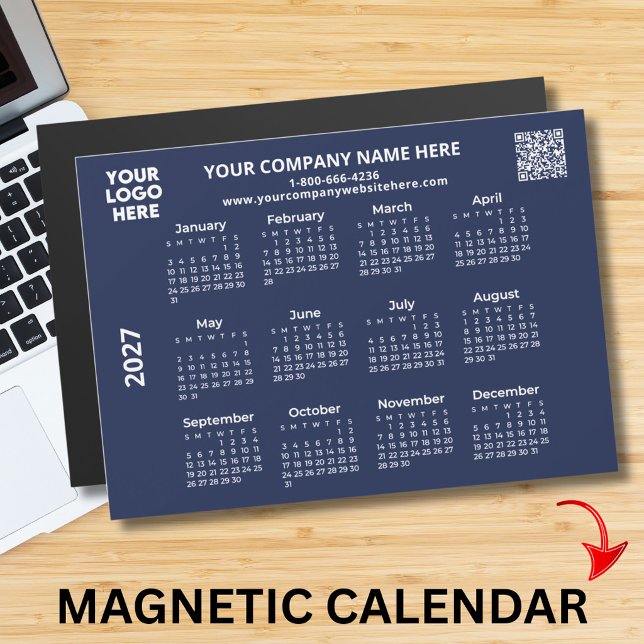 2027 Geschäft Ihr Logo QR-Code-Kalender-Magnet Magnetkarte (Von Creator hochgeladen)