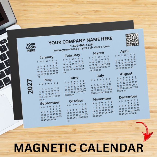 2027 Geschäft Ihr Logo QR-Code-Kalender-Magnet  Magnetkarte (Von Creator hochgeladen)