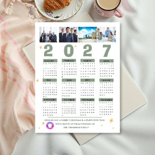 2027 Geschäftskalender mit mehreren Fotos Feiertagspostkarte