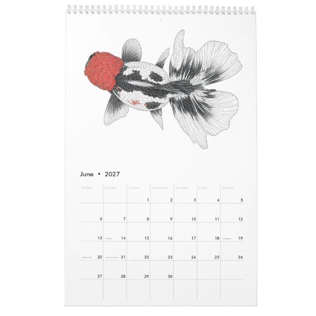 2027 Goldfisch-Kalender Kalender (Jun 2027)