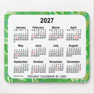 2027 Green Holiday Art Calendar von Janz Mouse Pad Mousepad