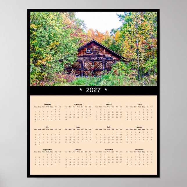 2027 Herbstscheunen-Wandkalender - Rustikaler Herb Poster (Vorne)