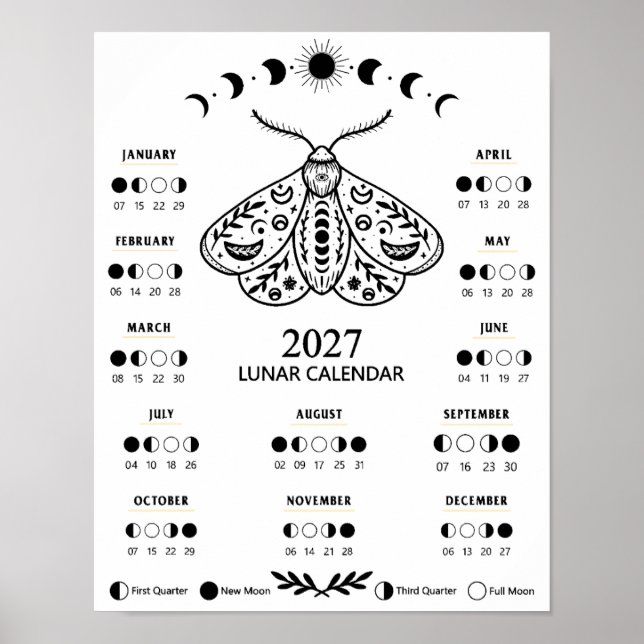 2027 Hexenkalender Mond Zyklus Galaxie Weltraum Mo Poster (Vorne)