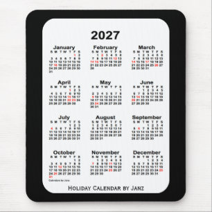 2027 Holiday Two Tone Black Calendar von Janz Mousepad