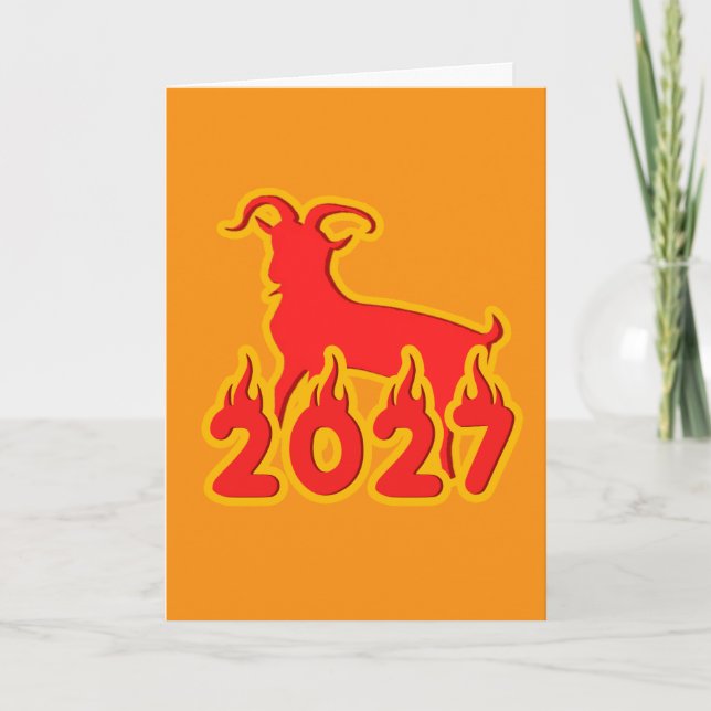 2027 Jahr der Feuerziege Karte (Vorderseite)