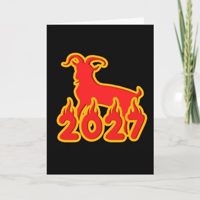 2027 Jahr der feurigen Ziege Karte (Vorderseite)