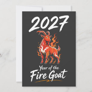 2027 Jahr des Feuerziegen Chinesisches Neujahr Feiertagskarte