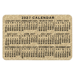 2027 Jahresmonatskalender Hell Kaffeebohnen Magnet