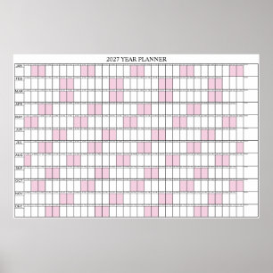 2027 Jahresübersicht Einfacher Wandplaner Kalender Poster