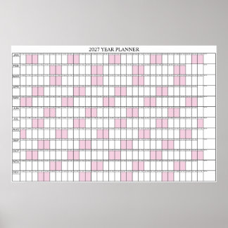 2027 Jahresübersicht Einfacher Wandplaner Kalender Poster