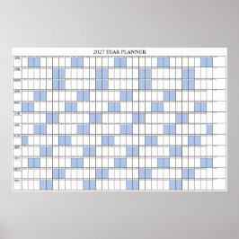 2027 Jahresübersicht Einfacher Wandplaner Kalender Poster