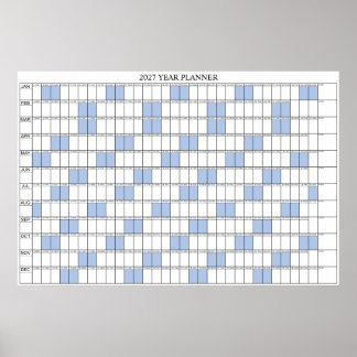2027 Jahresübersicht Einfacher Wandplaner Kalender Poster