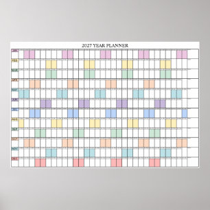 2027 Jahresübersicht Einfacher Wandplaner Kalender Poster