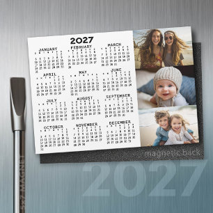 2027 Kalender 3 Fotos Minimal Schwarz Weiß Magnet