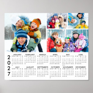 2027 Kalender 4 Foto Collage Personalisiertes Post Poster