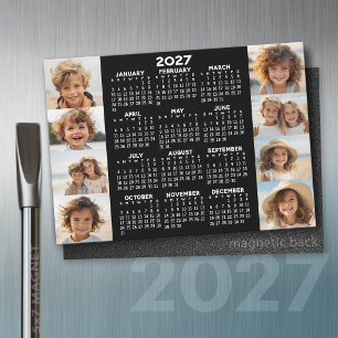 2027 Kalender - 8 Fotos Basic Schwarz Weiß Magnet