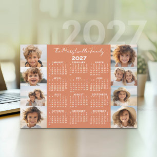 2027 Kalender - 8 Fotos Terra Cotta Weiß Feiertagskarte