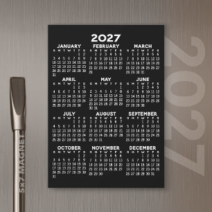 2027 Kalender Basic Black Magnetkarte Magneteinladung