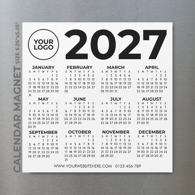2027 Kalender Basic Einfach Moderne Unternehmenslo Magnetkarte (Von Creator hochgeladen)