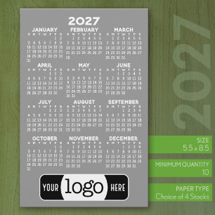 2027 Kalender - Basic Graues Minimal Logo Briefpapier
