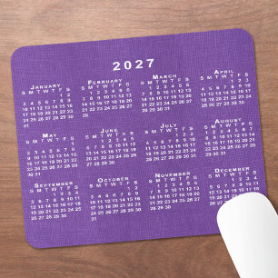 2027 Kalender Benutzerfoto Lila Leinenstruktur Mousepad