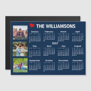 2027 Kalender Blau Weiße Foto Collage Magnet