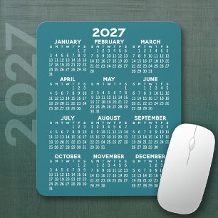 2027 Kalender - blauer Hintergrund - Vertikal Mousepad