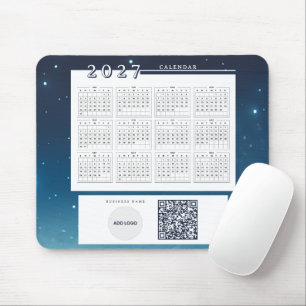 2027 Kalender Blaues Galaxie-Geschäftslogo QR-Code Mousepad
