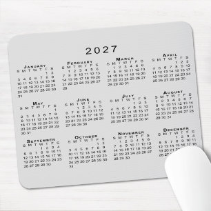 2027 Kalender Einfach Grau und Schwarz Mousepad