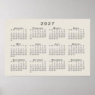 2027 Kalender Faux Canvas Textur Vorlage Poster