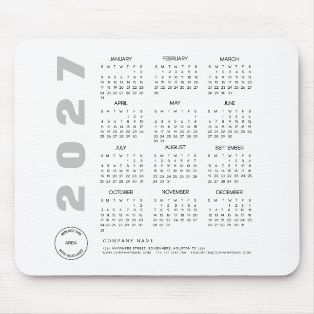 2027 Kalender Firmenlogo Kundenwerbegeschenk Mousepad (Vorne)