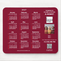 2027 Kalender Firmenlogo QR-Code Burgunder Foto
