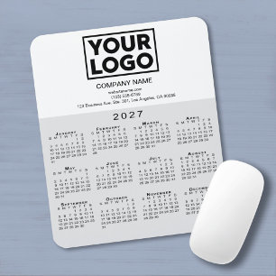 2027 Kalender Firmenlogo Text Grau Weiß Mousepad