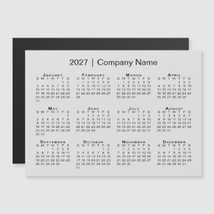 2027 Kalender Firmenname Grau Magnet