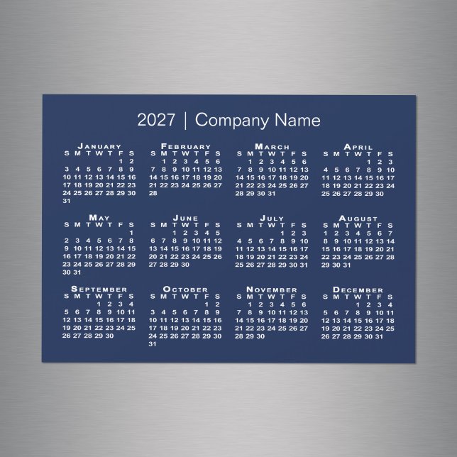 2027 Kalender Firmenname Navy Blau Magnet (2027 Calendar Company Name Navy Blue Magnet)