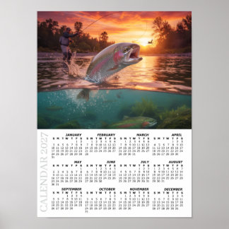 2027 Kalender, Fliegenfischen, Forelle / Fisch Poster