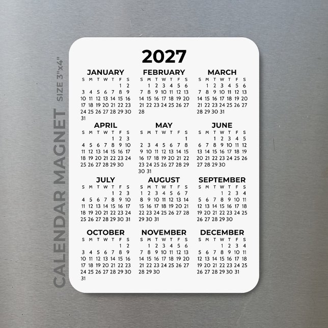 2027 Kalender für das ganze Jahr Basic Minimal Min Magnet (Von Creator hochgeladen)