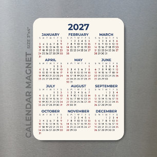2027 Kalender für das ganze Jahr Ihre Farben Mini Magnet