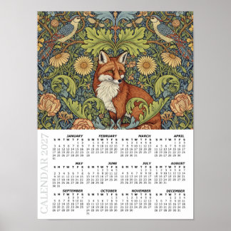 2027 Kalender, Gartenfuchs, Wiedehopf, William Mor Poster