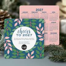 2027 Kalender Geschäft Gruß mit Logo - Prost