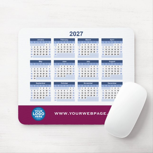 2027 Kalender Geschäft Logo Mauspad (Mit Mouse)