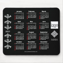 2027 Kalender Geschäft Logo QR Code Schwarz Barock