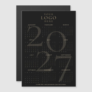 2027 Kalender Geschäft Logo Schwarz Gold Magnet